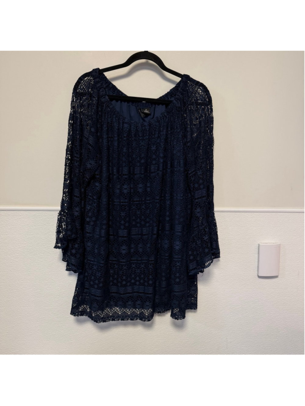 Women's New Directions Navy Lace Blouse Size 1X